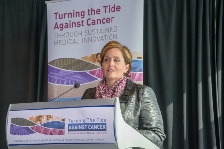 Shelley Fuld Nasso, CEO, National Coalition for Cancer Survivorship, addressing the role of payment reforms in supporting innovative cancer care at the Turning the Tide Against Cancer 2014 national conference (Photo: Liz Roll)